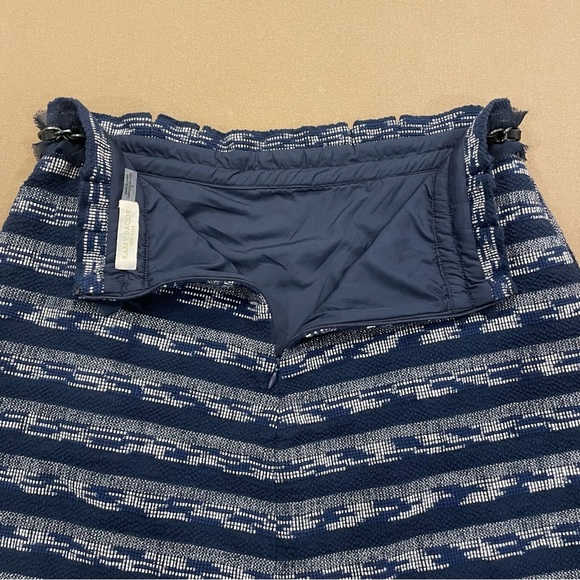 Ramy Brook Shawni Ruffle Chain Trim Metallic Stripe Tweed Mini Skirt Size 8 NWOT - Picture 7 of 11